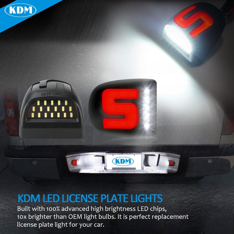 KDM LED License Plate Light with“S”Red Neon Tube fit for 1999-2013 Chevy Silverado GMC Sierra 1500 2500 3500 HD Suburban Tahoe Ca-dillac Escalade EXT Yukon XL,White & Red 2Pcs Pack - Image 3